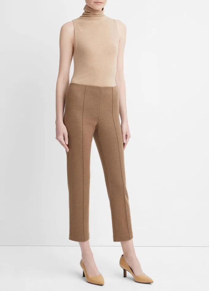 Women Pants and Shorts Vince Cozy WoolBlend MidRise StitchFront Pant Ristretto