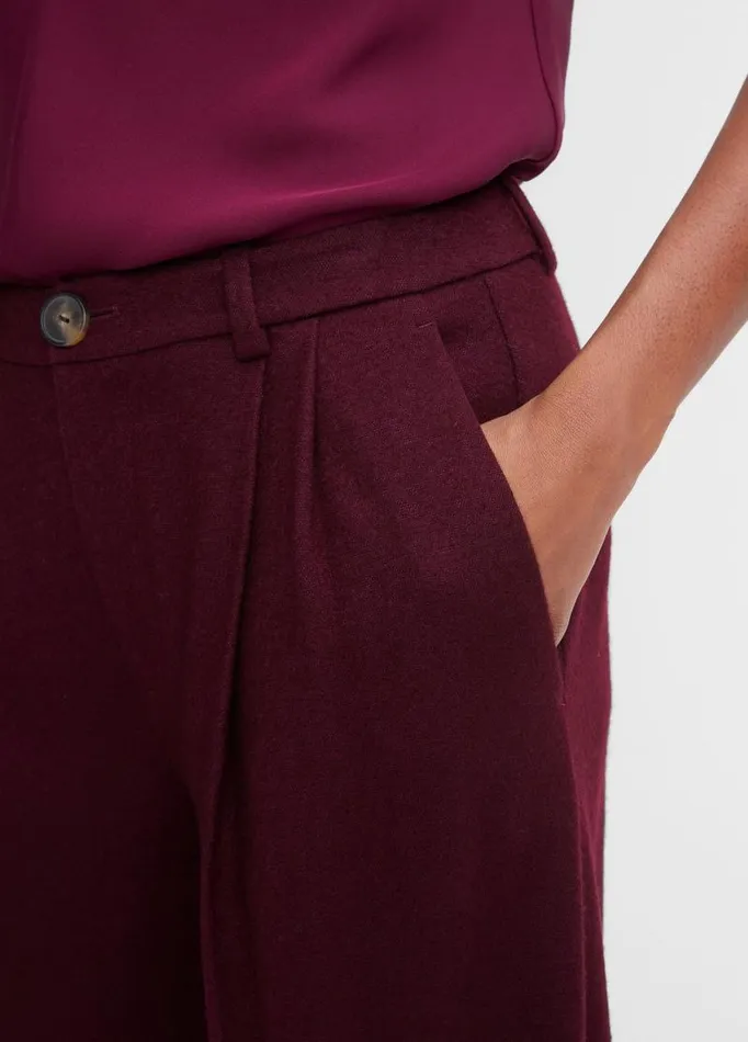 Women Pants and Shorts Vince Cozy WoolBlend PleatedFront Pant Cherry Wine