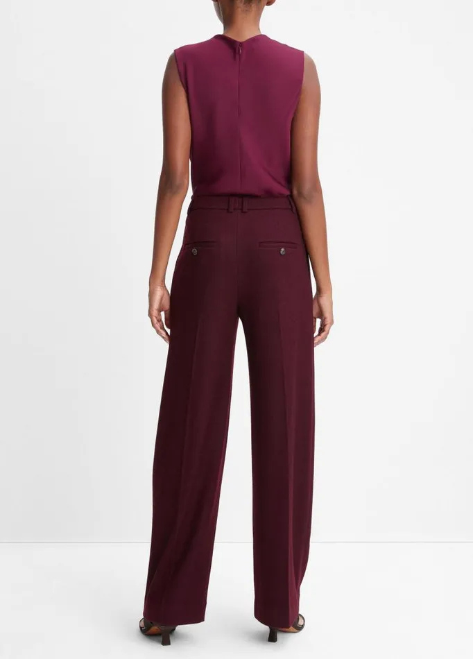 Women Pants and Shorts Vince Cozy WoolBlend PleatedFront Pant Cherry Wine