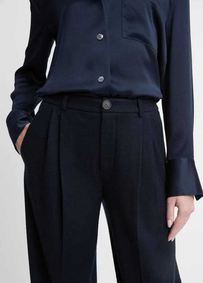 Women Pants and Shorts Vince Cozy WoolBlend PleatedFront Pant Coastal Blue