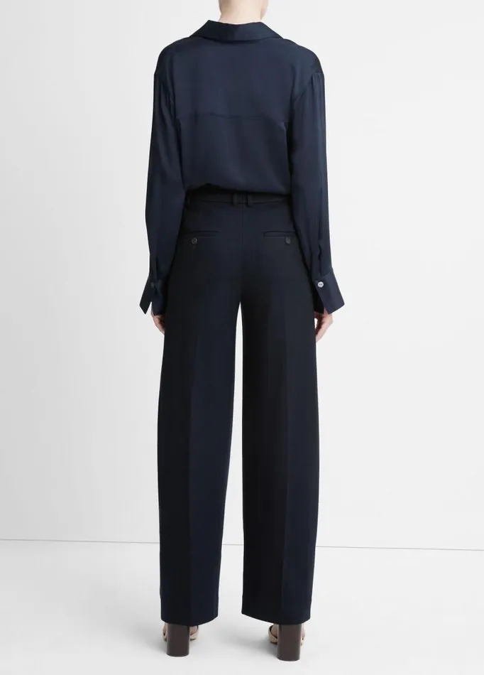 Women Pants and Shorts Vince Cozy WoolBlend PleatedFront Pant Coastal Blue
