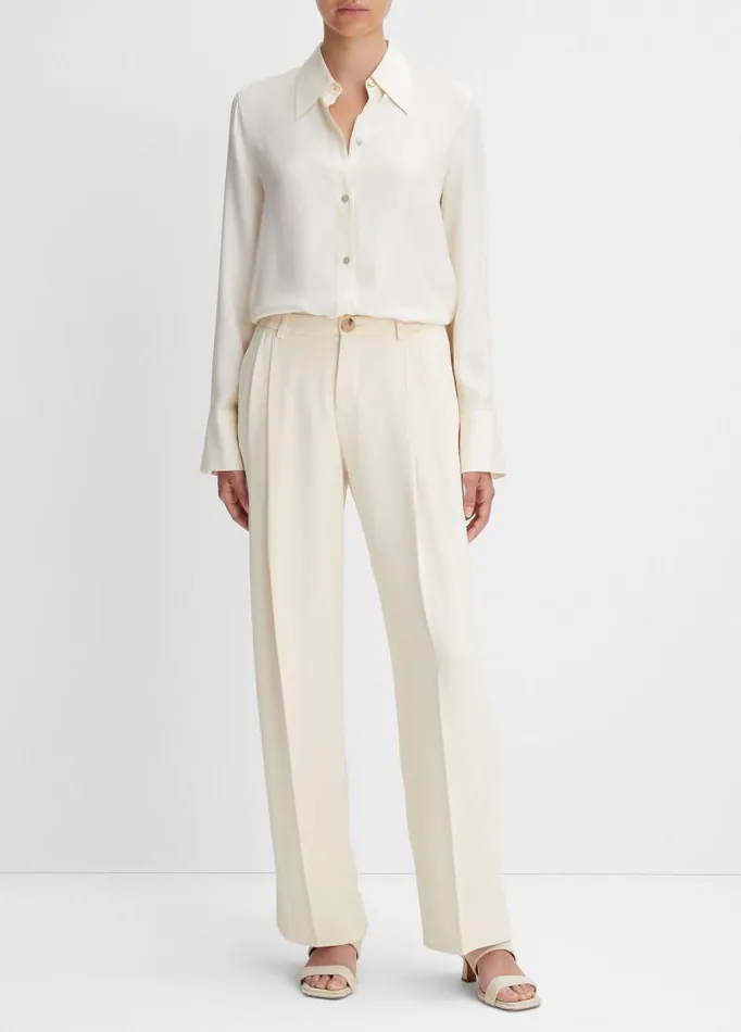 Women Pants and Shorts Vince DropWaist Pleated Crepe Trouser Birch