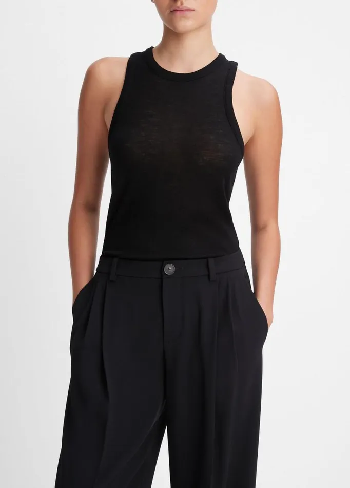 Women Pants and Shorts Vince DropWaist Pleated Crepe Trouser Black