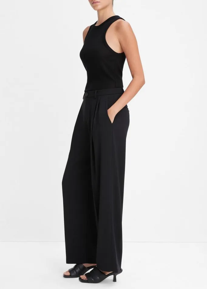 Women Pants and Shorts Vince DropWaist Pleated Crepe Trouser Black