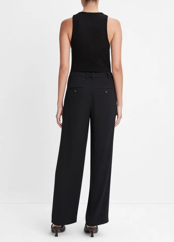 Women Pants and Shorts Vince DropWaist Pleated Crepe Trouser Black