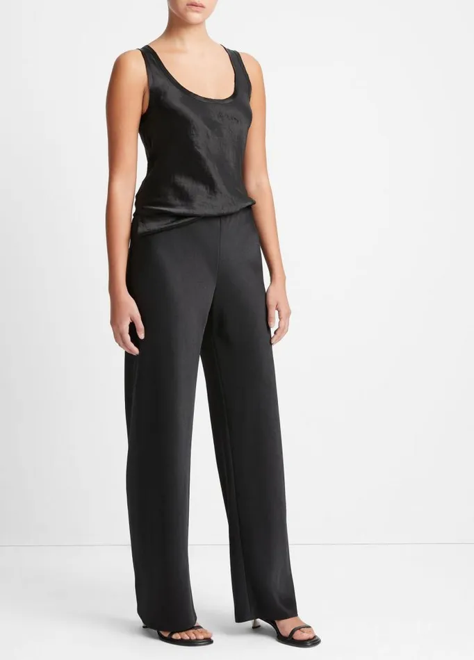 Women Pants and Shorts Vince Fluid Satin Bias Pant Black