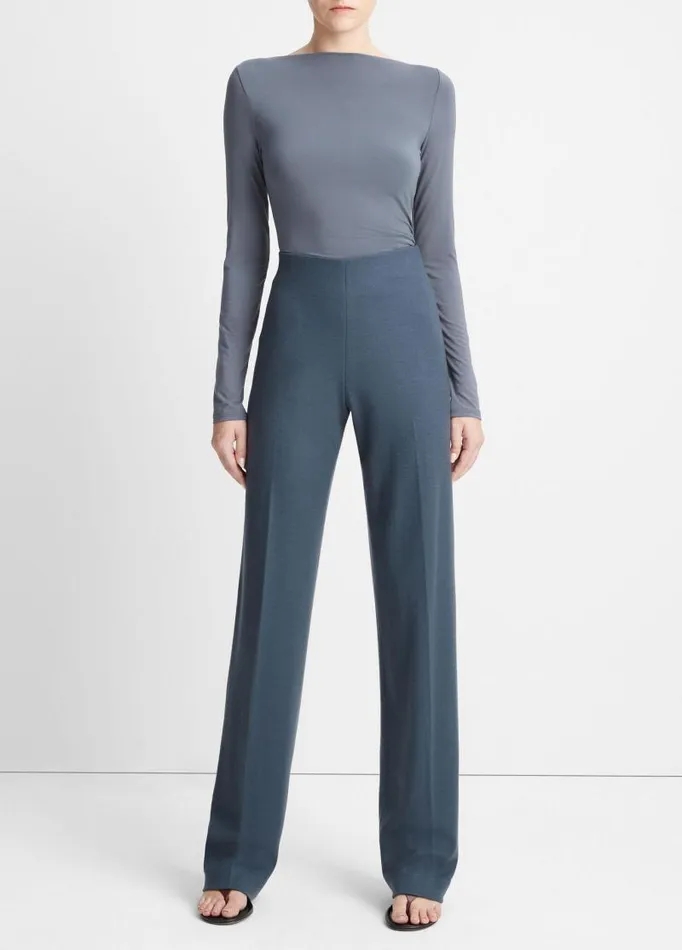 Women Pants and Shorts Vince HighRise Cozy WoolBlend WideLeg Pant Pacific Azure Women Pants and Shorts Vince HighRise Cozy WoolBlend WideLeg Pant Pacific Azure