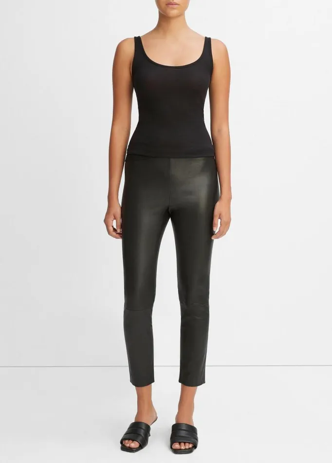 Women Pants and Shorts Vince Leather Legging Black