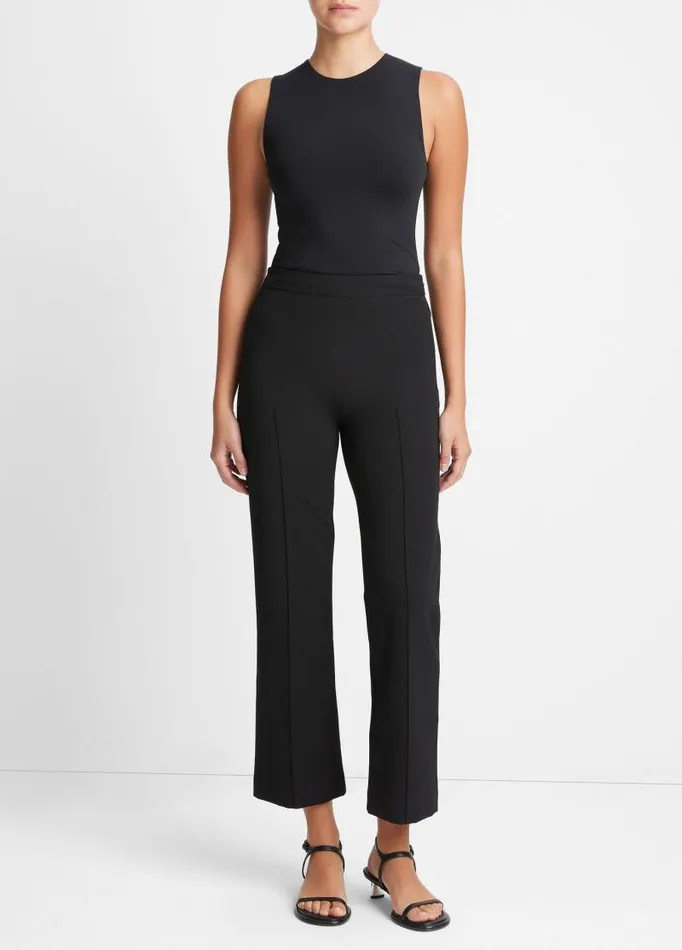 Women Pants and Shorts Vince MidRise Pintuck Crop Flare Pant Black