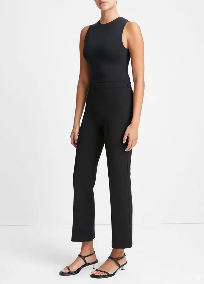 Women Pants and Shorts Vince MidRise Pintuck Crop Flare Pant Black
