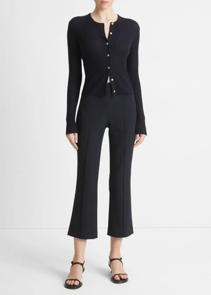 Women Pants and Shorts Vince MidRise Pintuck Crop Flare Pant Coastal Blue