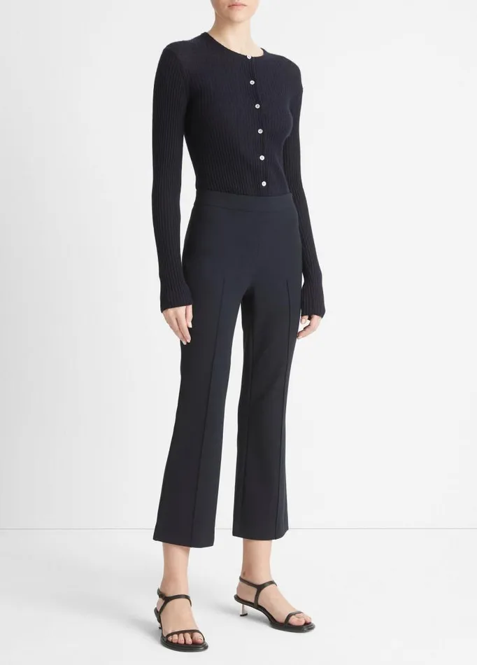Women Pants and Shorts Vince MidRise Pintuck Crop Flare Pant Coastal Blue