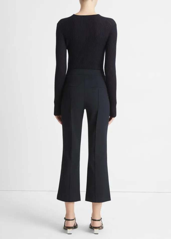 Women Pants and Shorts Vince MidRise Pintuck Crop Flare Pant Coastal Blue