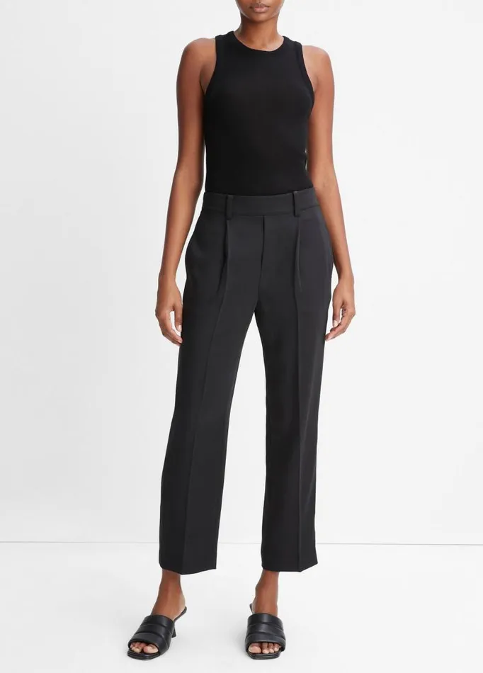 Women Pants and Shorts Vince MidRise Tapered PullOn Pant Black