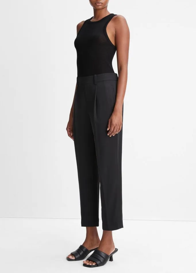 Women Pants and Shorts Vince MidRise Tapered PullOn Pant Black