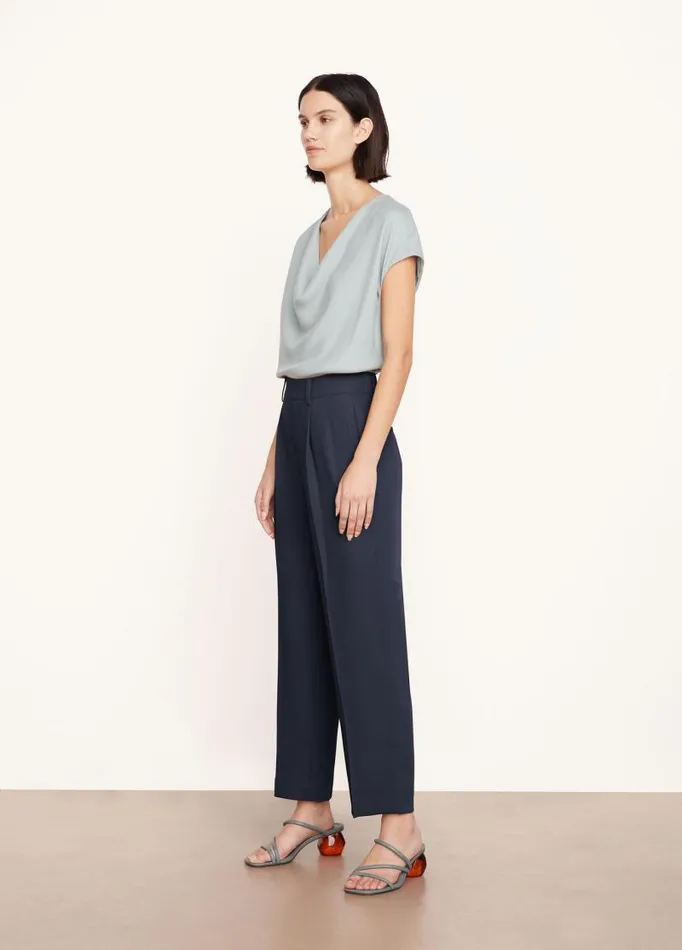 Women Pants and Shorts Vince MidRise Tapered PullOn Pant Coastal Blue