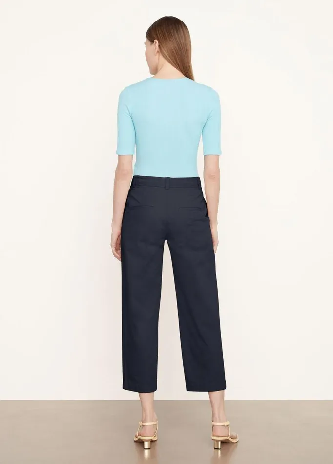 Women Pants and Shorts Vince MidRise Washed Cotton Crop Pant Coastal Blue