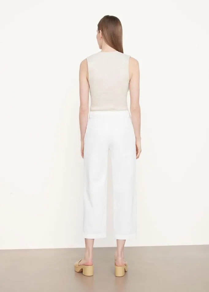 Women Pants and Shorts Vince MidRise Washed Cotton Crop Pant Off White
