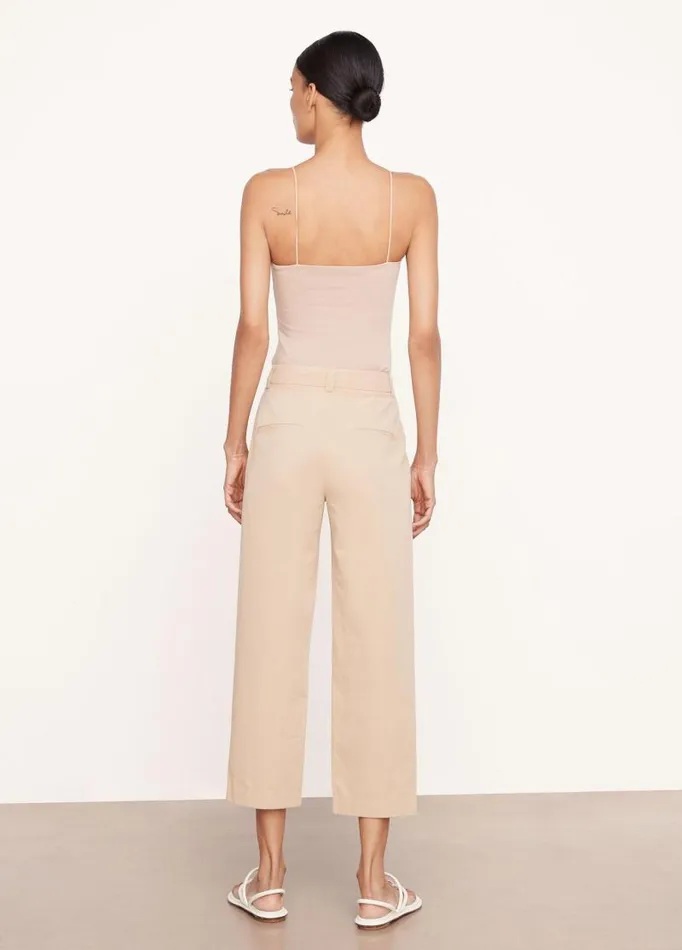 Women Pants and Shorts Vince MidRise Washed Cotton Crop Pant Pale Wheat