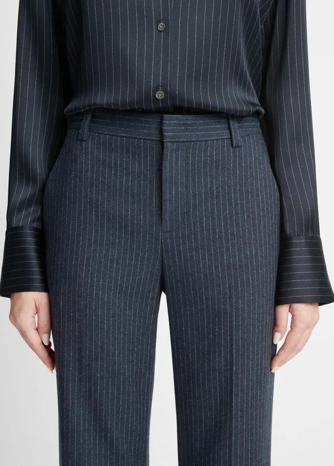 Women Pants and Shorts Vince Pinstripe Flannel Trouser Dark Obsidiansilver Dust