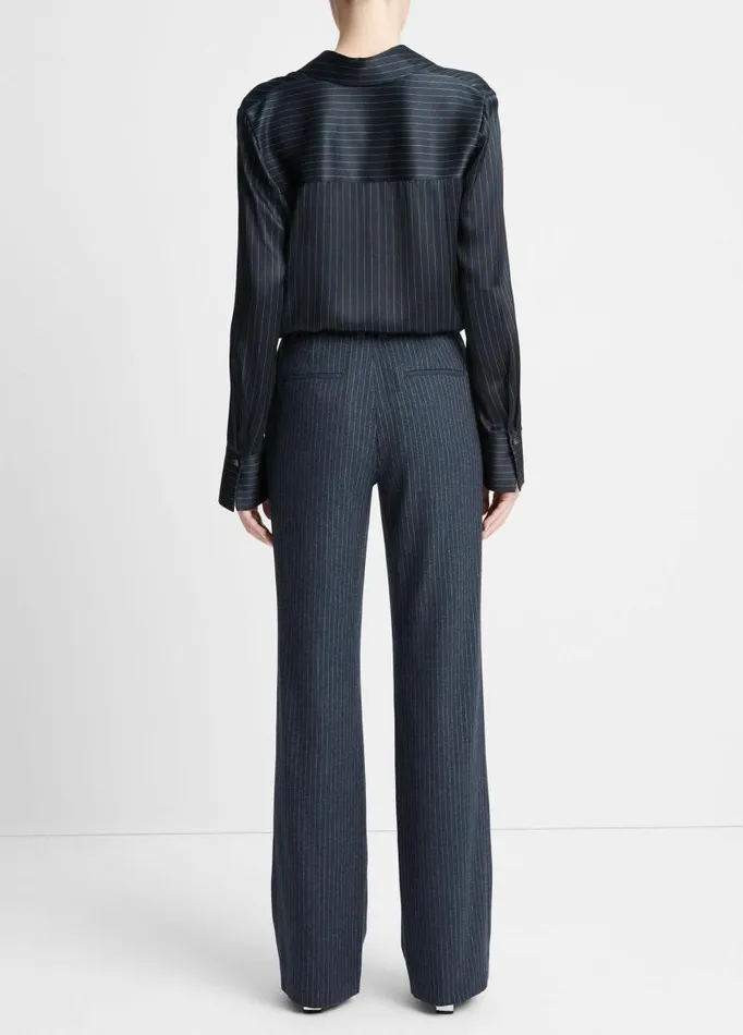 Women Pants and Shorts Vince Pinstripe Flannel Trouser Dark Obsidiansilver Dust