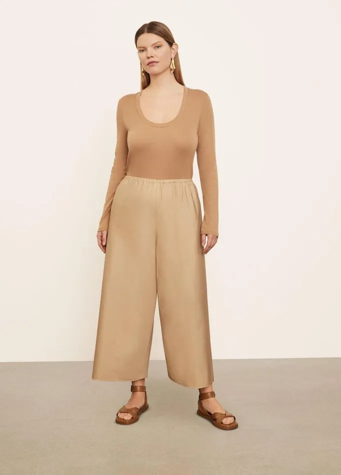 Women Pants and Shorts Vince Poplin Bias Culotte Khaki