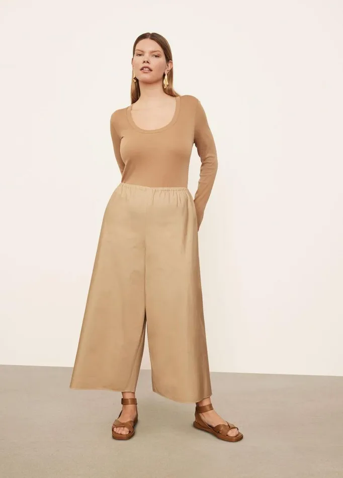 Women Pants and Shorts Vince Poplin Bias Culotte Khaki