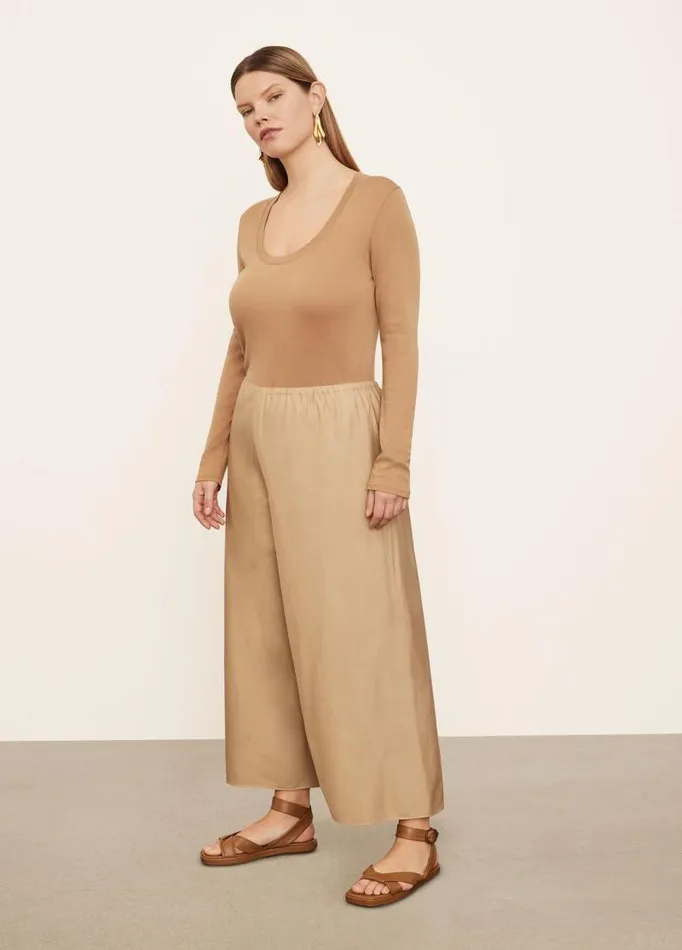 Women Pants and Shorts Vince Poplin Bias Culotte Khaki