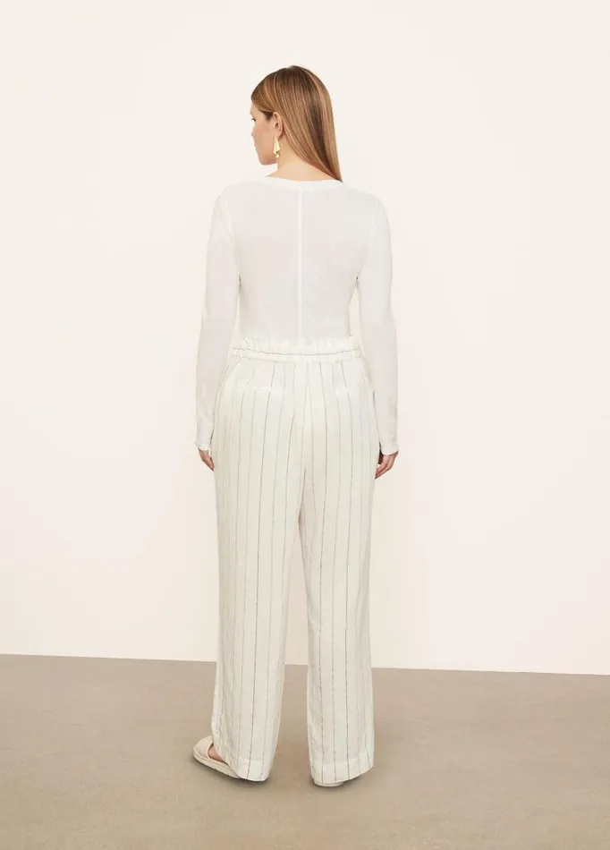 Women Pants and Shorts Vince Soft Stripe Belted PullOn Pant Off White
