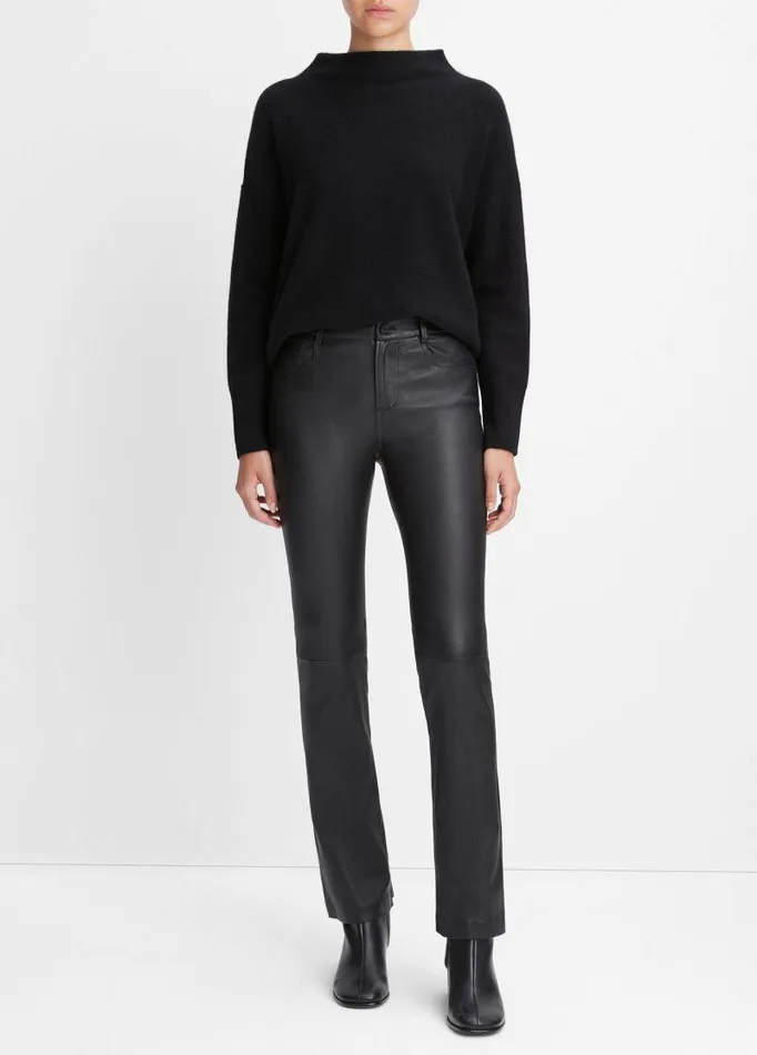 Women Pants and Shorts Vince Stretch Leather BootCut Pant Black