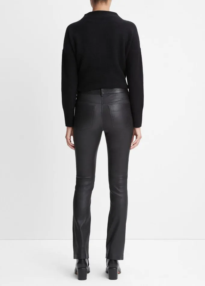 Women Pants and Shorts Vince Stretch Leather BootCut Pant Black