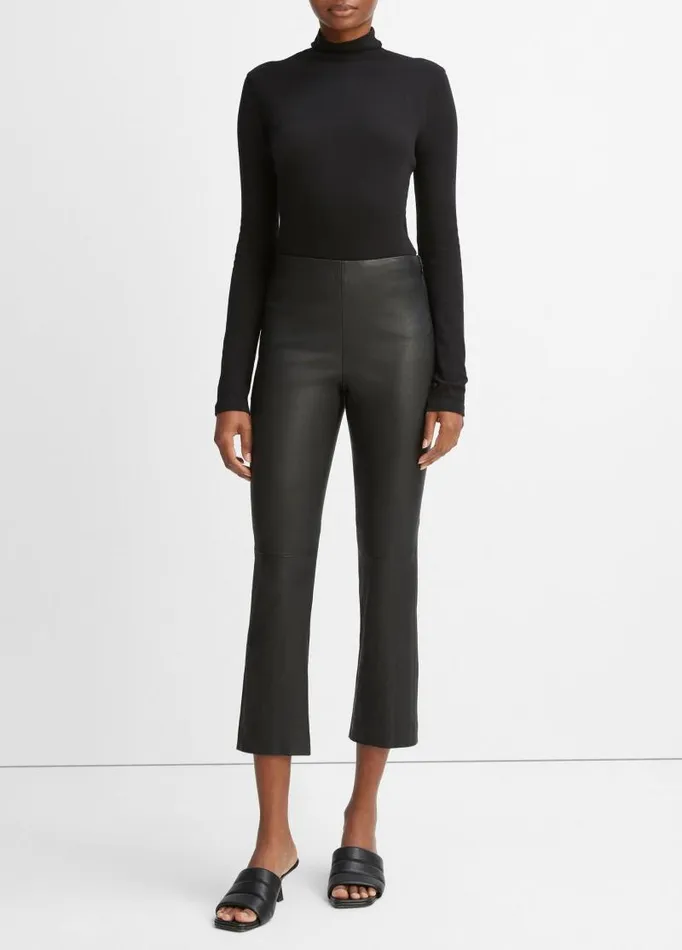 Women Pants and Shorts Vince StretchLeather Cropped Legging Black