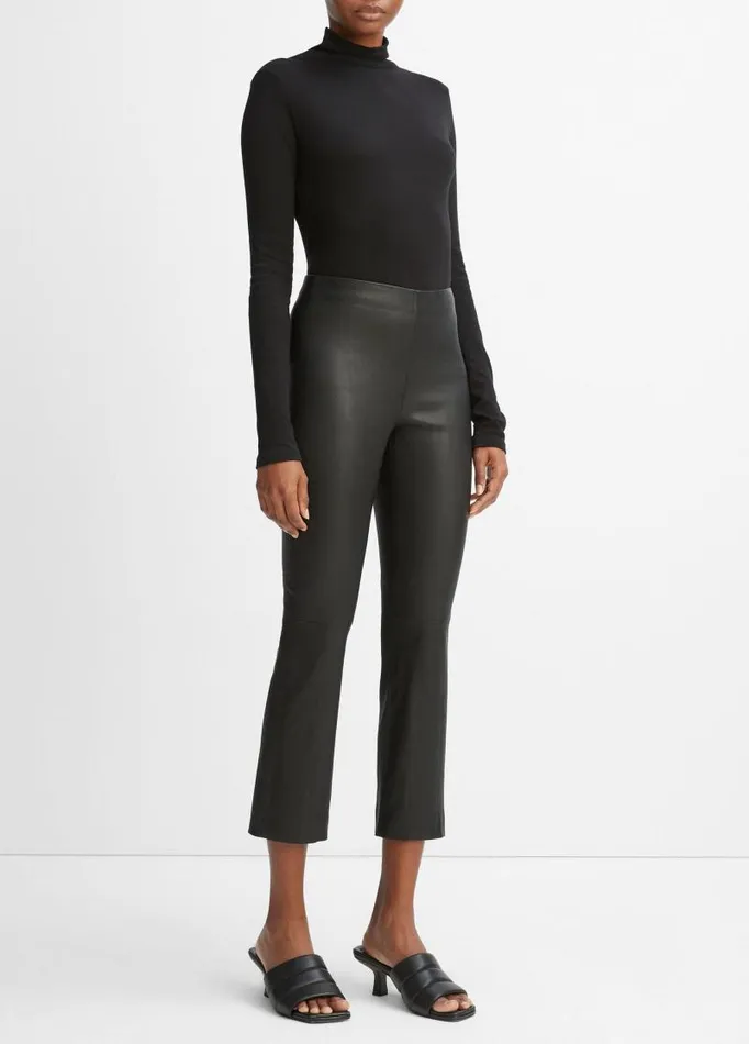 Women Pants and Shorts Vince StretchLeather Cropped Legging Black