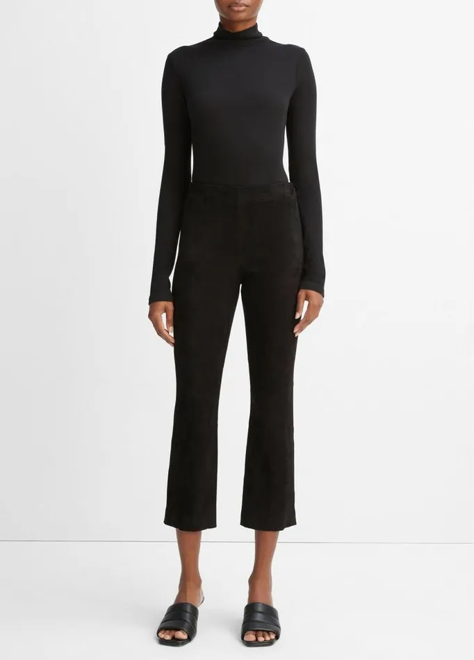Women Pants and Shorts Vince StretchSuede Cropped Flare Legging Black