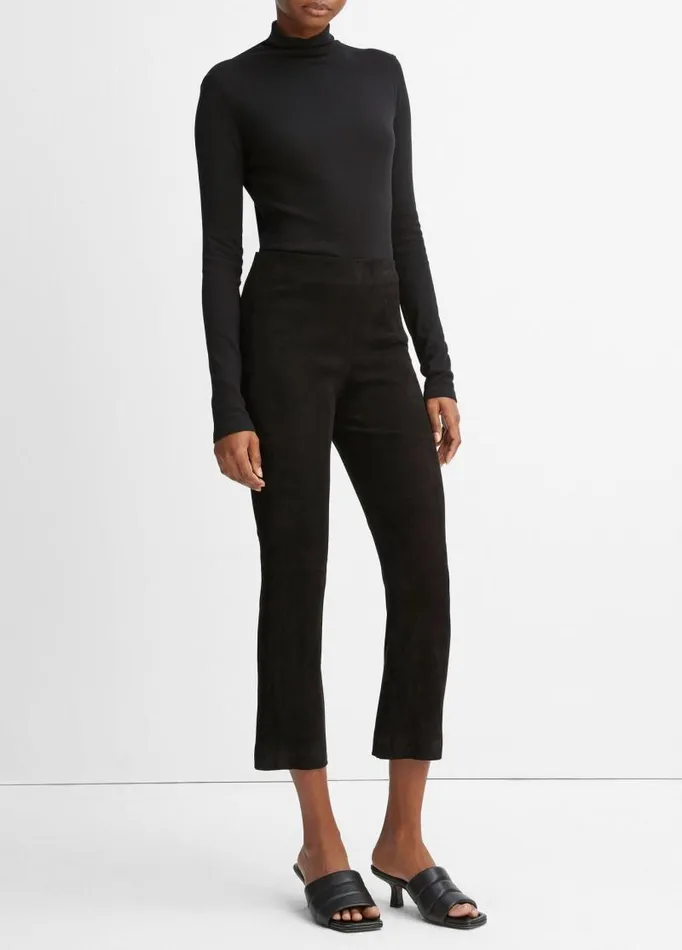 Women Pants and Shorts Vince StretchSuede Cropped Flare Legging Black