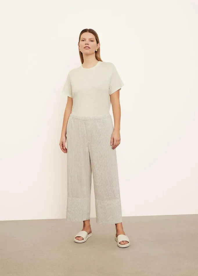 Women Pants and Shorts Vince Striped PullOn Cropped Pant Whiteblack