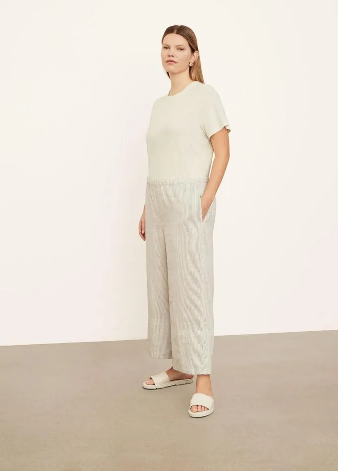 Women Pants and Shorts Vince Striped PullOn Cropped Pant Whiteblack