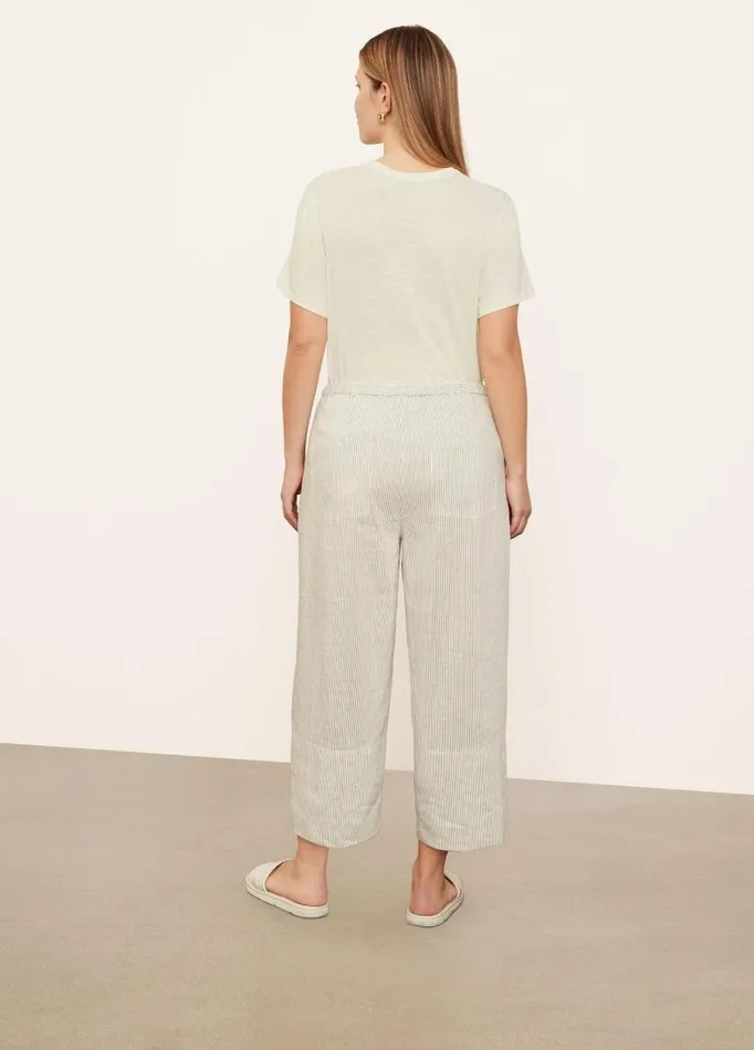 Women Pants and Shorts Vince Striped PullOn Cropped Pant Whiteblack