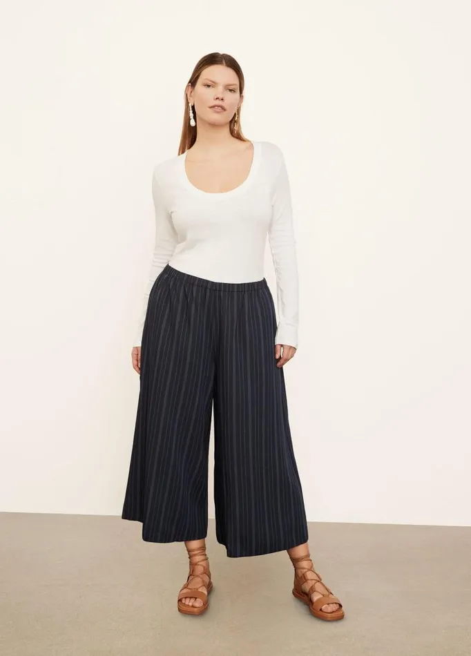 Women Pants and Shorts Vince TieFront Striped Culotte Coastal Blue