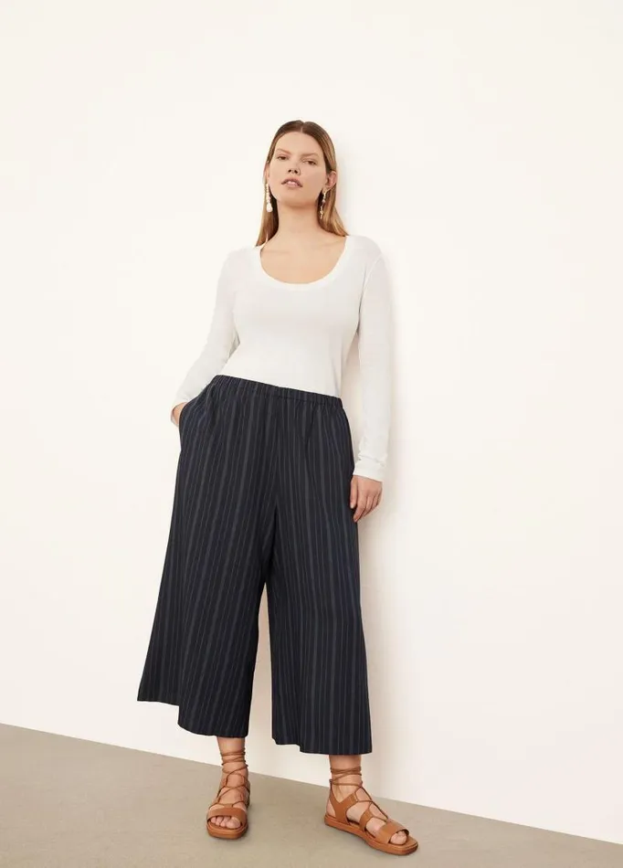 Women Pants and Shorts Vince TieFront Striped Culotte Coastal Blue