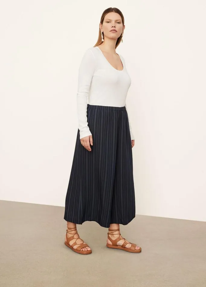 Women Pants and Shorts Vince TieFront Striped Culotte Coastal Blue