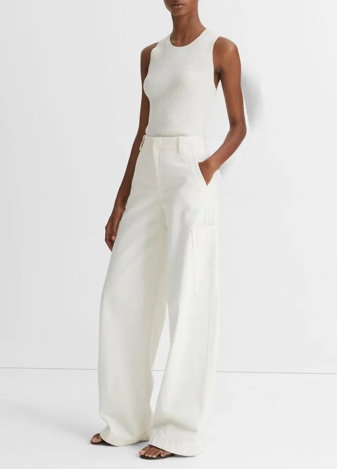 Women Pants and Shorts Vince Utility Cotton Pant Off White