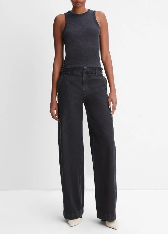 Women Pants and Shorts Vince Utility Denim Pant Washed Black