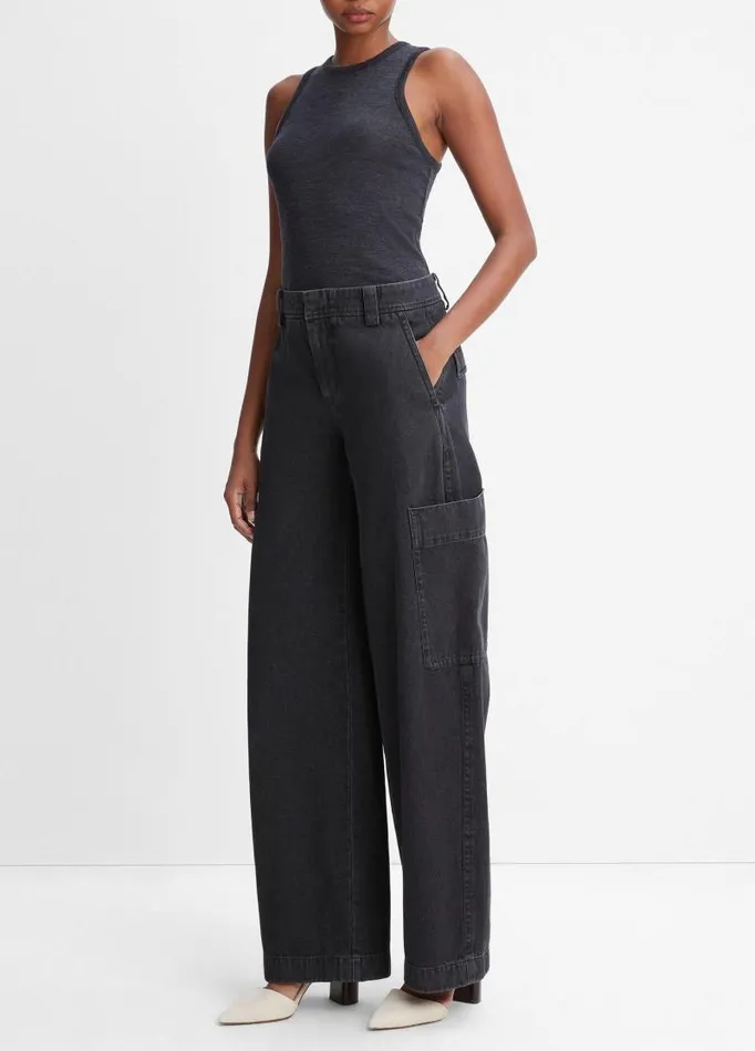 Women Pants and Shorts Vince Utility Denim Pant Washed Black