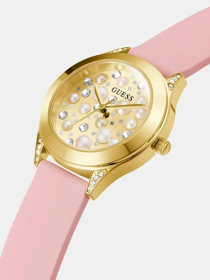 Women Pearl Analogue Watch Pink Guess Watches