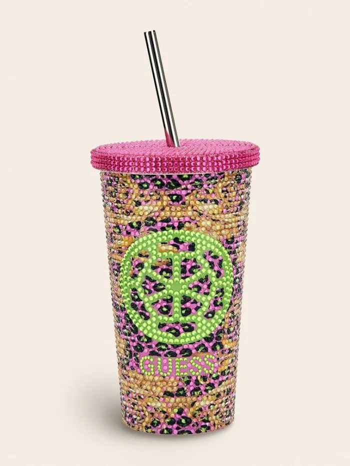 Women Peony Logo Travel Tumbler Cup Multicolor Pattern Guess Home Collection