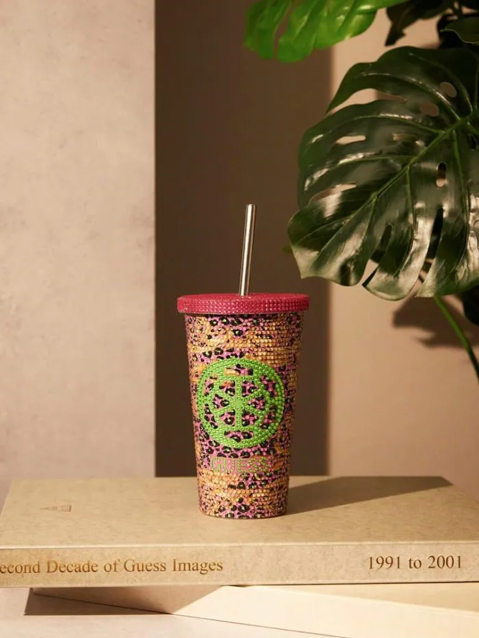Women Peony Logo Travel Tumbler Cup Multicolor Pattern Guess Home Collection