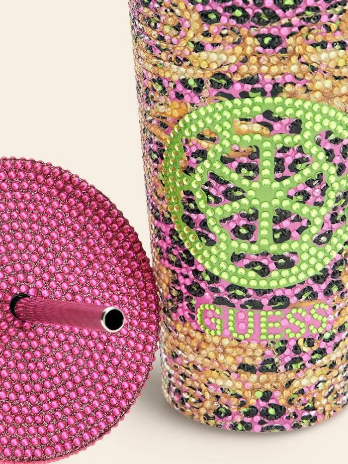 Women Peony Logo Travel Tumbler Cup Multicolor Pattern Guess Home Collection