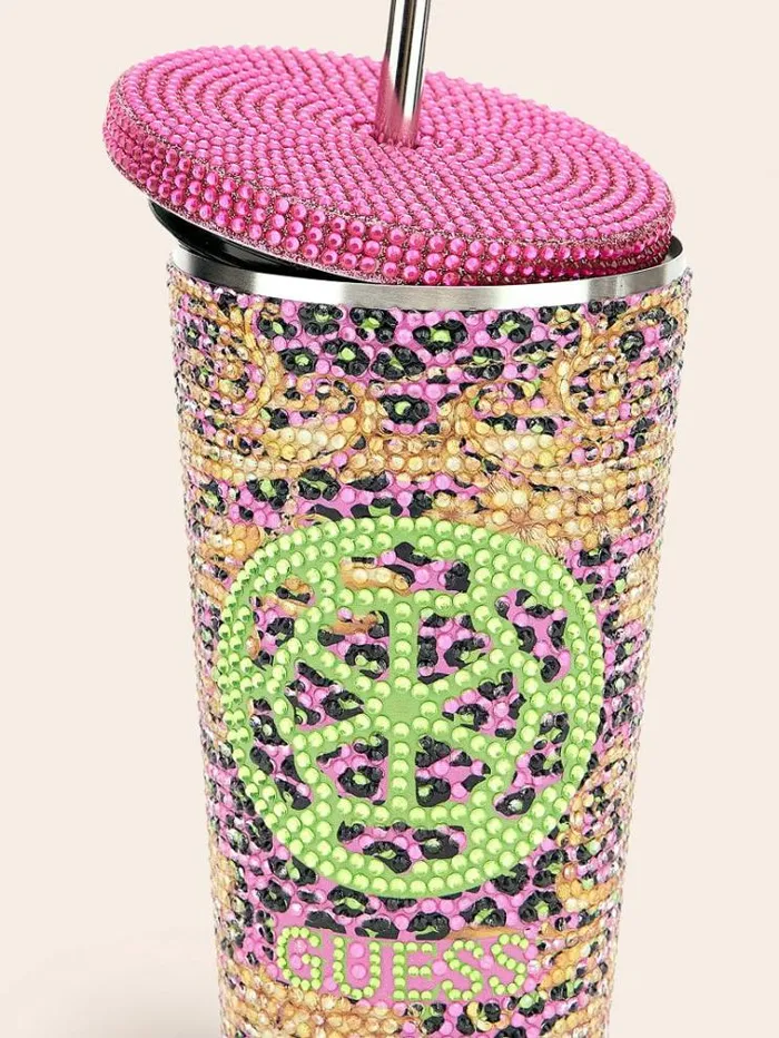 Women Peony Logo Travel Tumbler Cup Multicolor Pattern Guess Home Collection