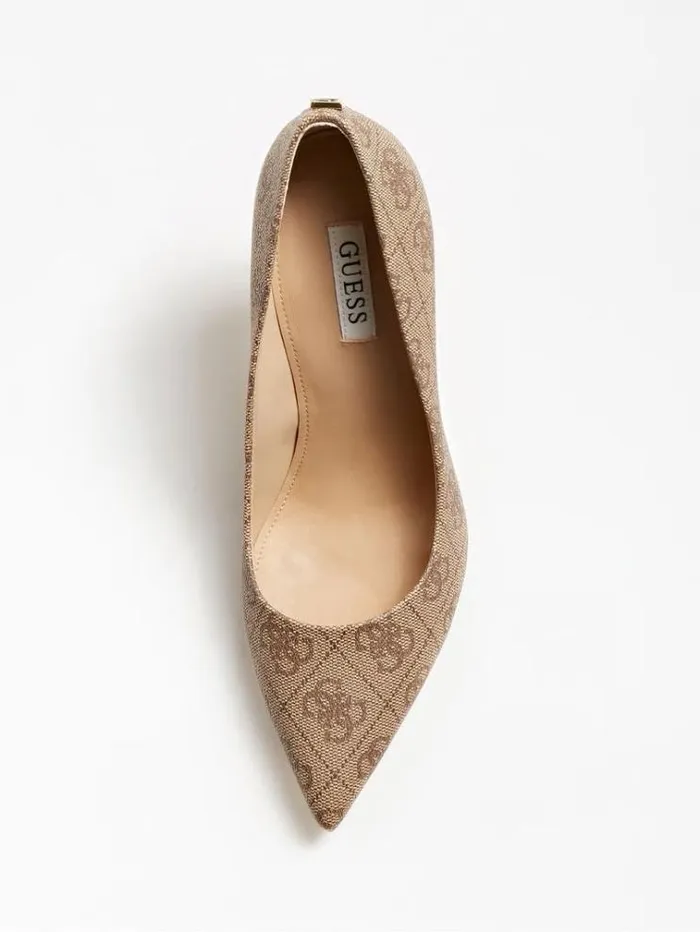 Women Piera 4g Logo Court Shoe Beige Guess Heels